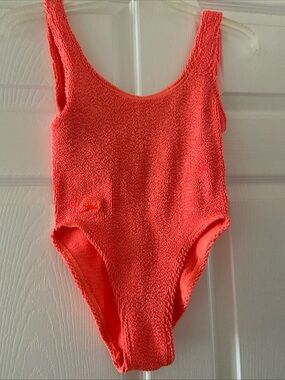 Vtg Speedo Coral-Orange Textured One-Piece Swimsuit S/M P/M.  NWT
